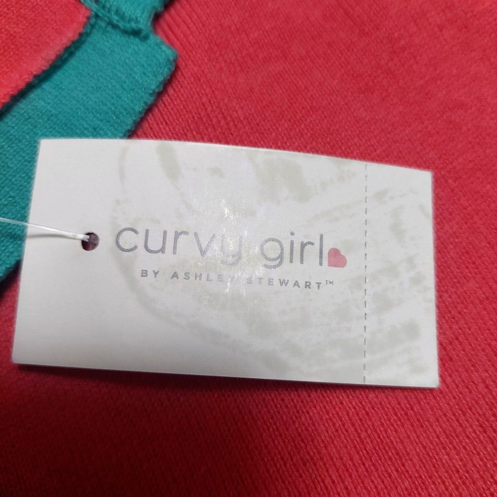 Curvy Girl by Ashley Stewart 1X Cropped Sweater V Neck Sleeveless Tight Knit NEW - Picture 8 of 9